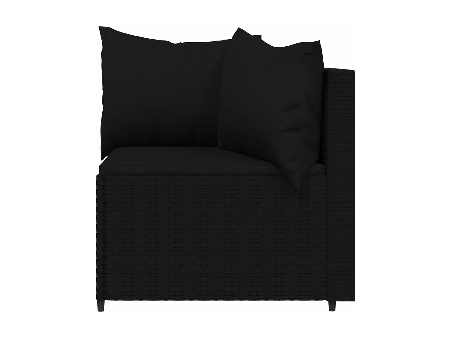 3-tlg. Garten-Sitzgruppe: Sofa + Tisch | Garten-Lounge-Set mit Kissen Schwarz Poly Rattan -GKD723264