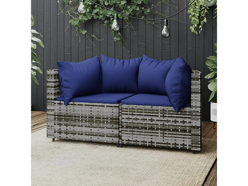 Tuinhoekbanken met kussens 2 st poly rattan grijs NL218036