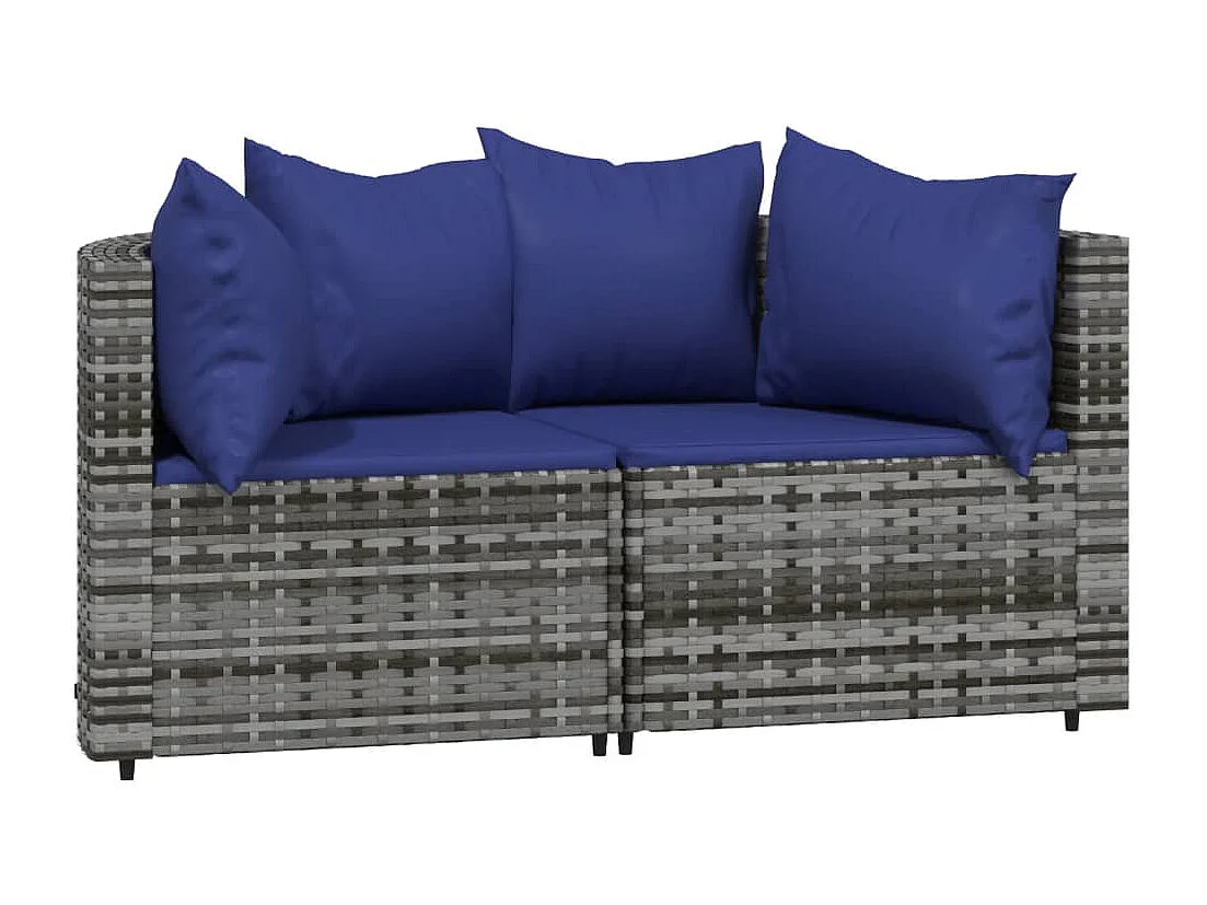 Tuinhoekbanken met kussens 2 st poly rattan grijs NL218036
