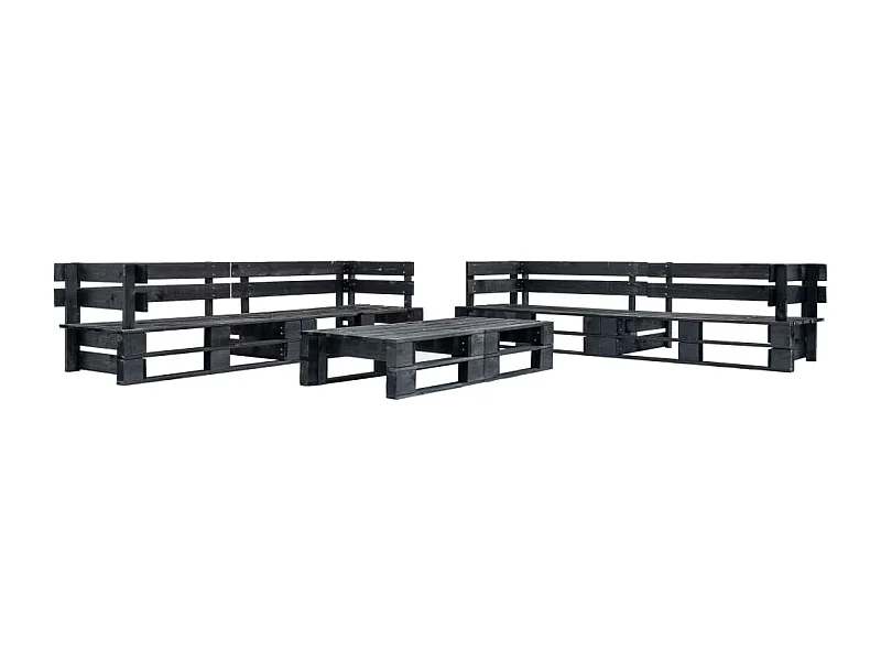 Canapés de jardin palette 6 pcs noir bois REO15765
