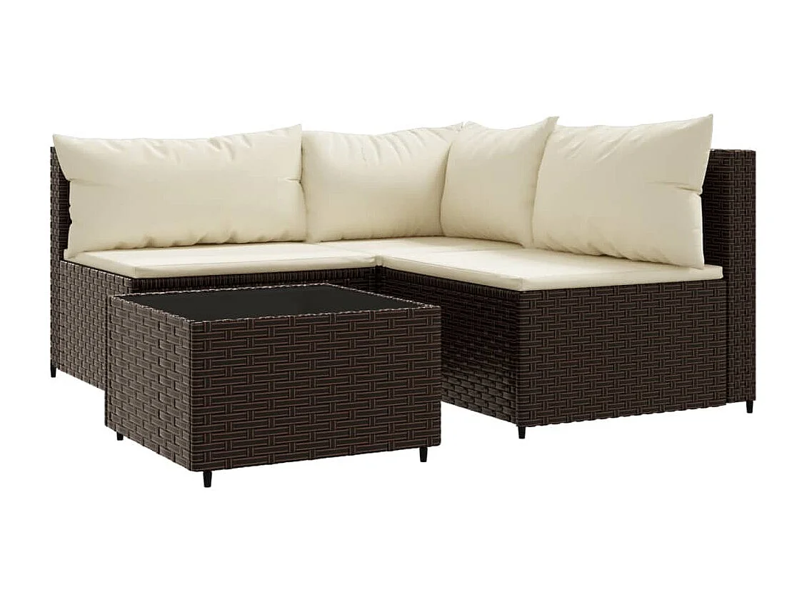 4-delige Loungeset met kussens poly rattan bruin NL841674