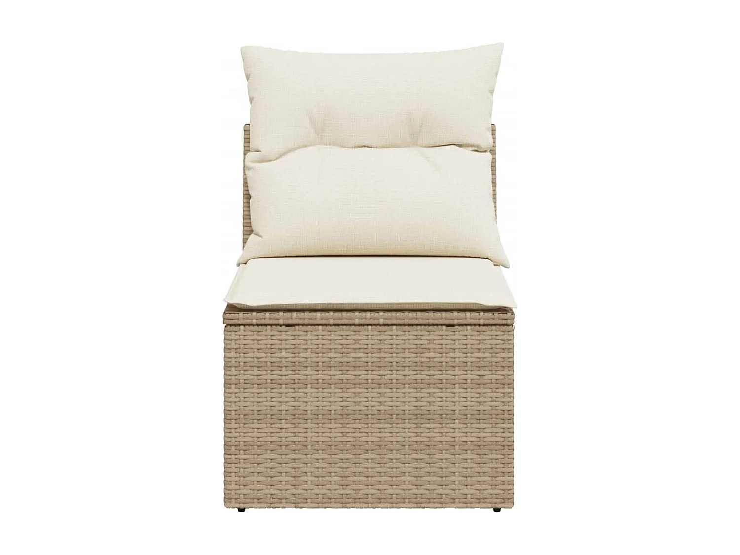 Canapé de jardin sans accoudoirs coussins beige résine tressée REO11578
