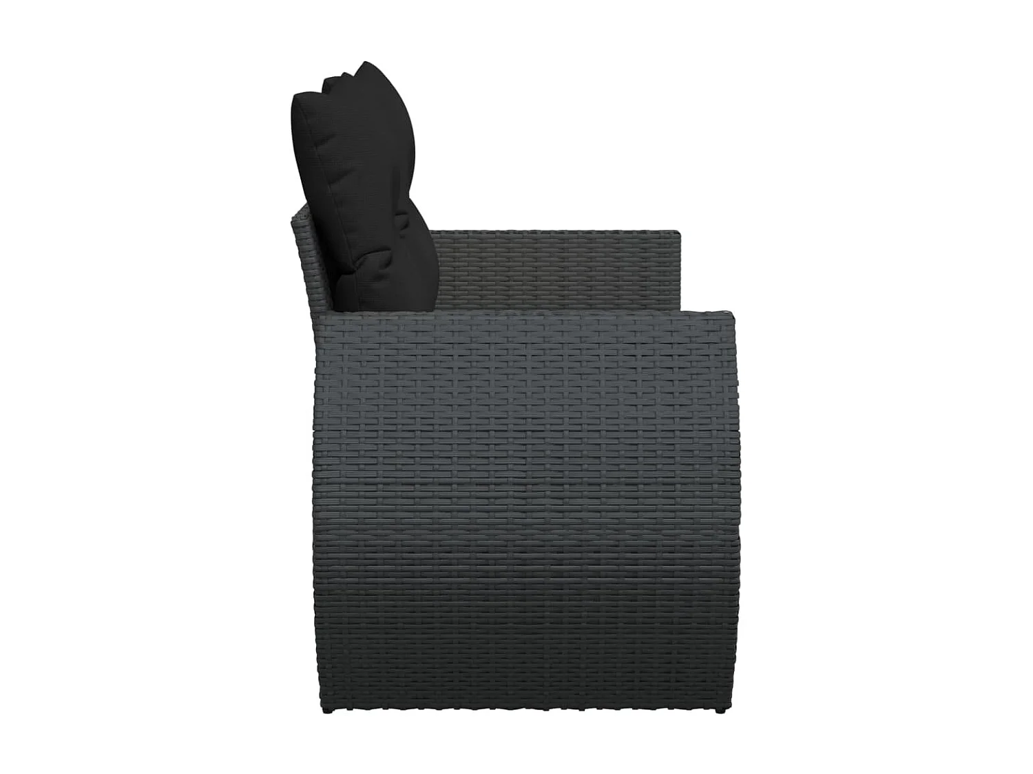 Sofá de jardim com almofadões 2 lugares vime PE preto PT633001