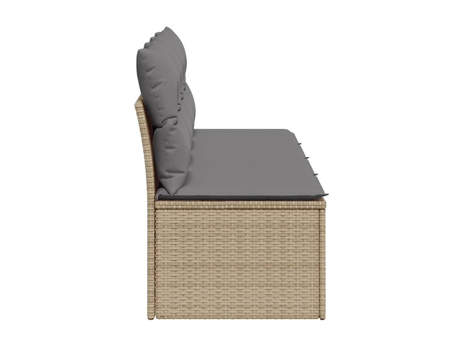 Canapé de jardin avec coussins 4 places beige résine tressée REO64853