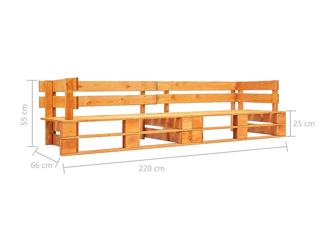 Canapé de jardin palette 2 places marron miel bois REO91762