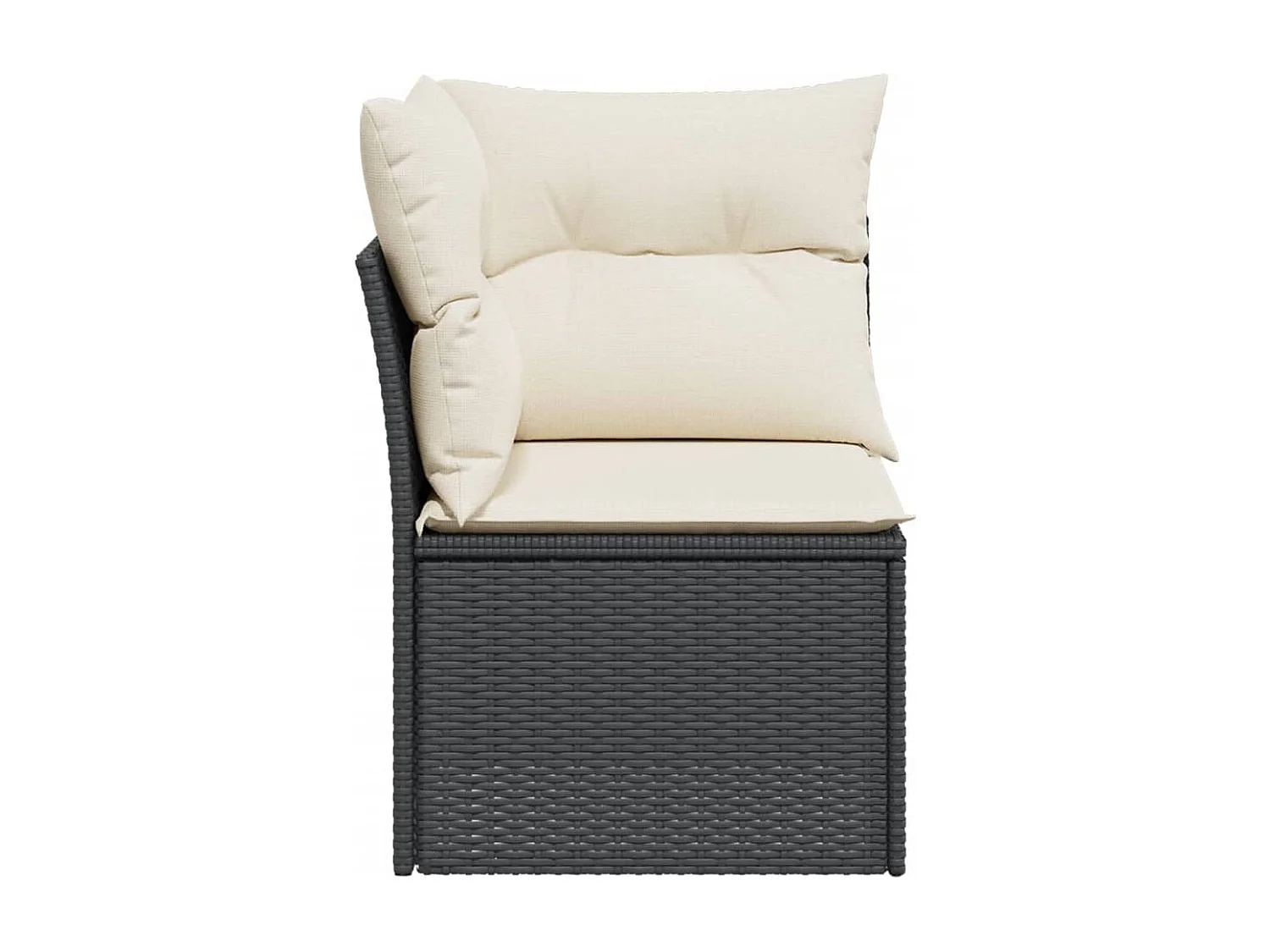 Canapé d'angle de jardin avec coussins noir résine tressée REO74758