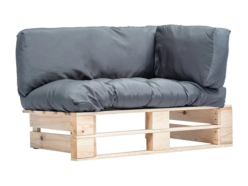 Canapé de jardin palette avec coussins gris Pinède REO36233