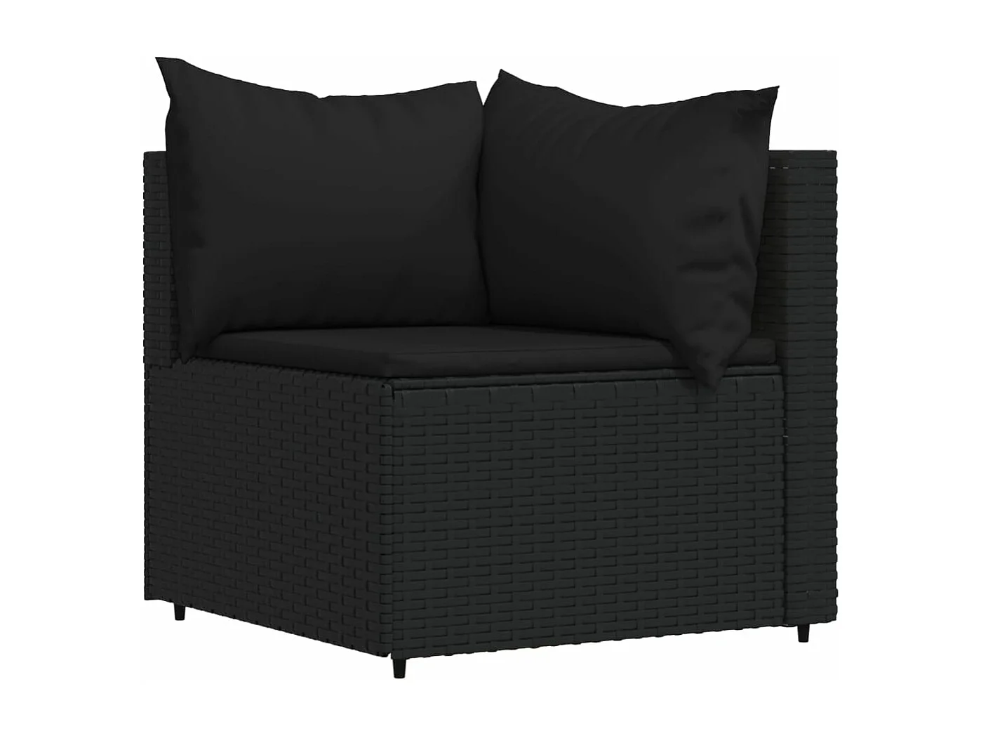 4 pcs conjunto lounge de jardim c/ almofadões vime PE preto PT780349