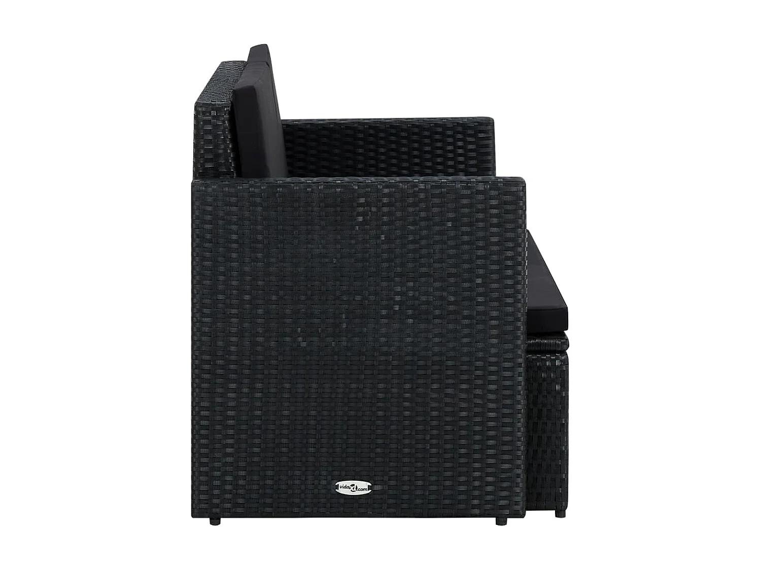 Tuinbank 2-zits met kussens poly rattan zwart NL129084