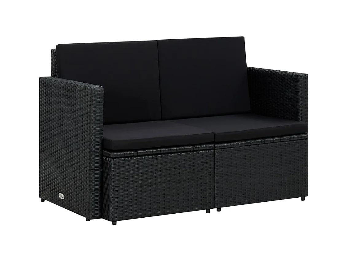 Canapé de jardin à 2 places avec coussins Noir Résine tressée REO67519