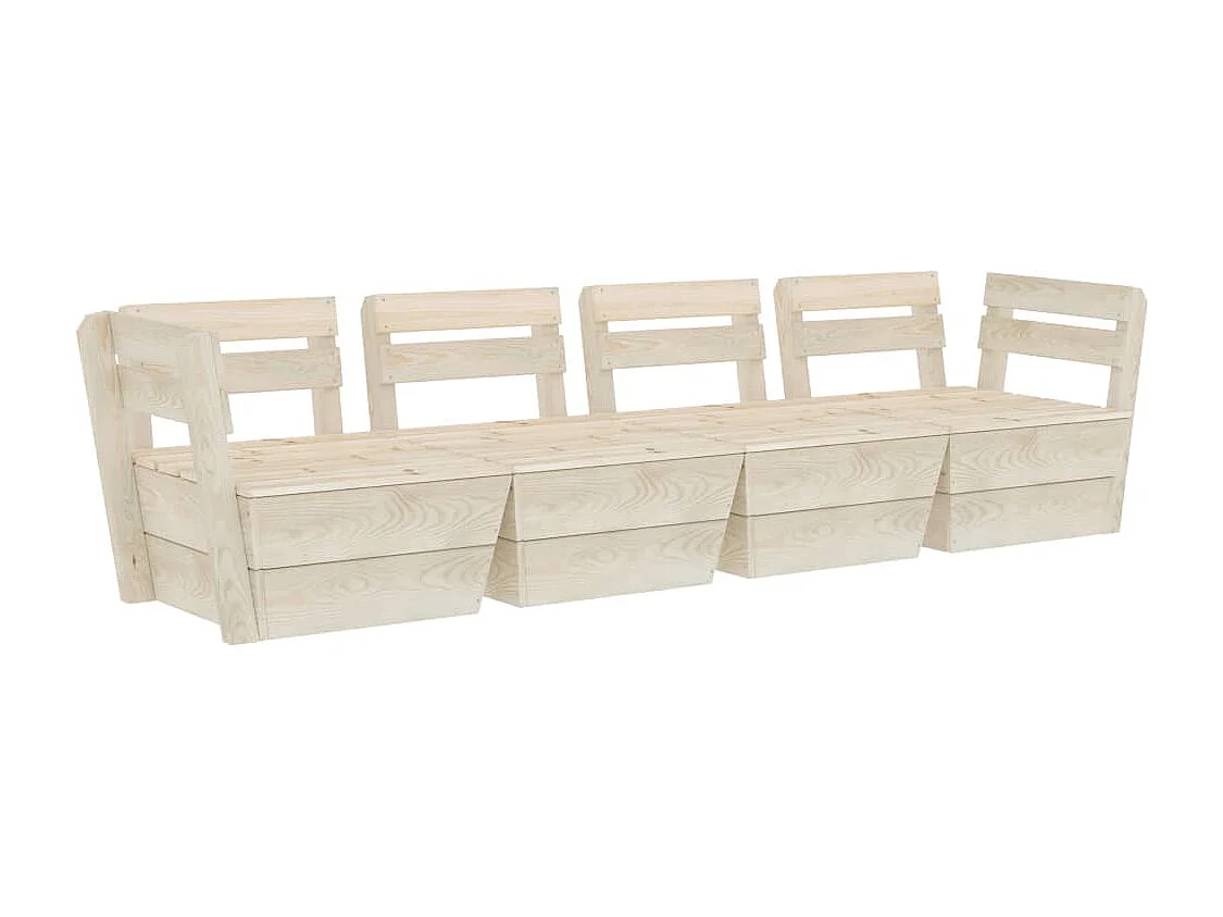 Canapé palette à 4 places de jardin Bois d'épicéa imprégné REO85282