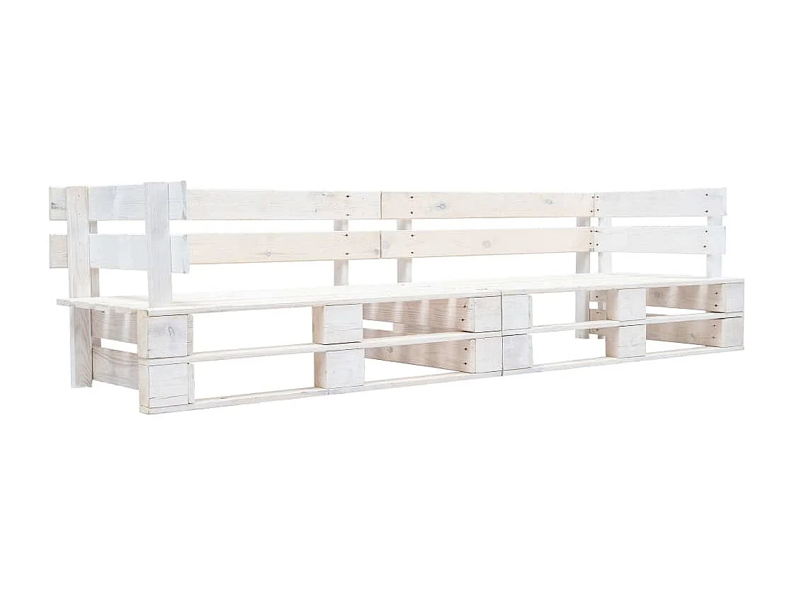 Sofá de paletes para jardim com 2 lugares madeira branco PT945053