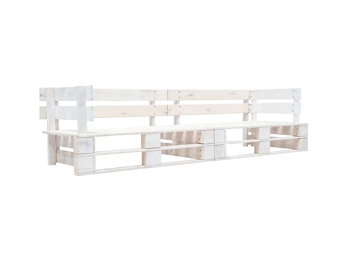 Canapé de jardin palette 2 places blanc bois REO23624