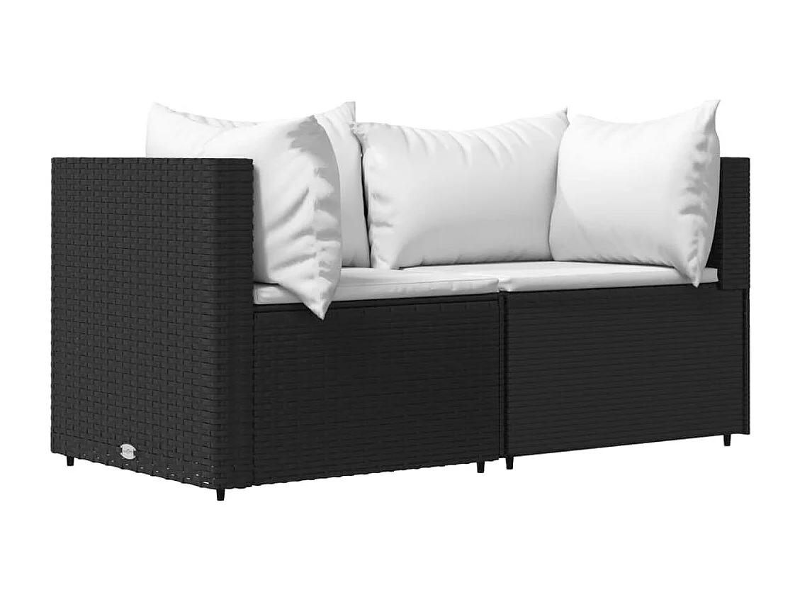 Canapés d'angle de jardin et coussins 2pcs Noir Résine tressée REO39276