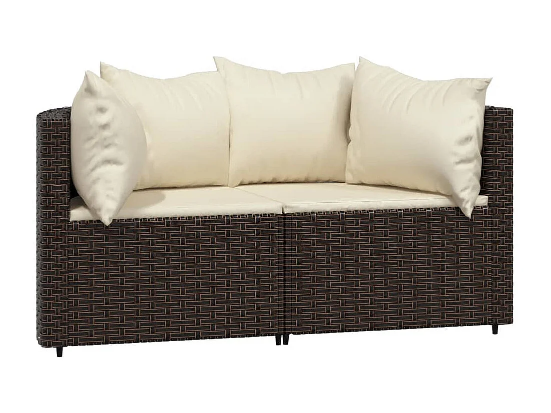 Canapés d'angle de jardin et coussins2pcs marron résine tressée REO67500