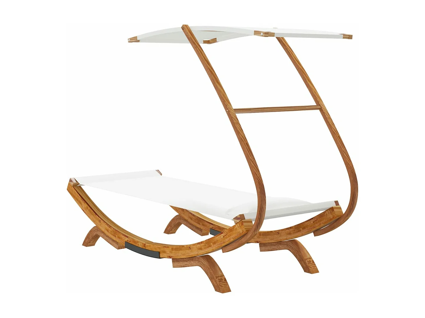 Espreguiçadeira c/ toldo 100x190x134 cm madeira curva creme PT825113