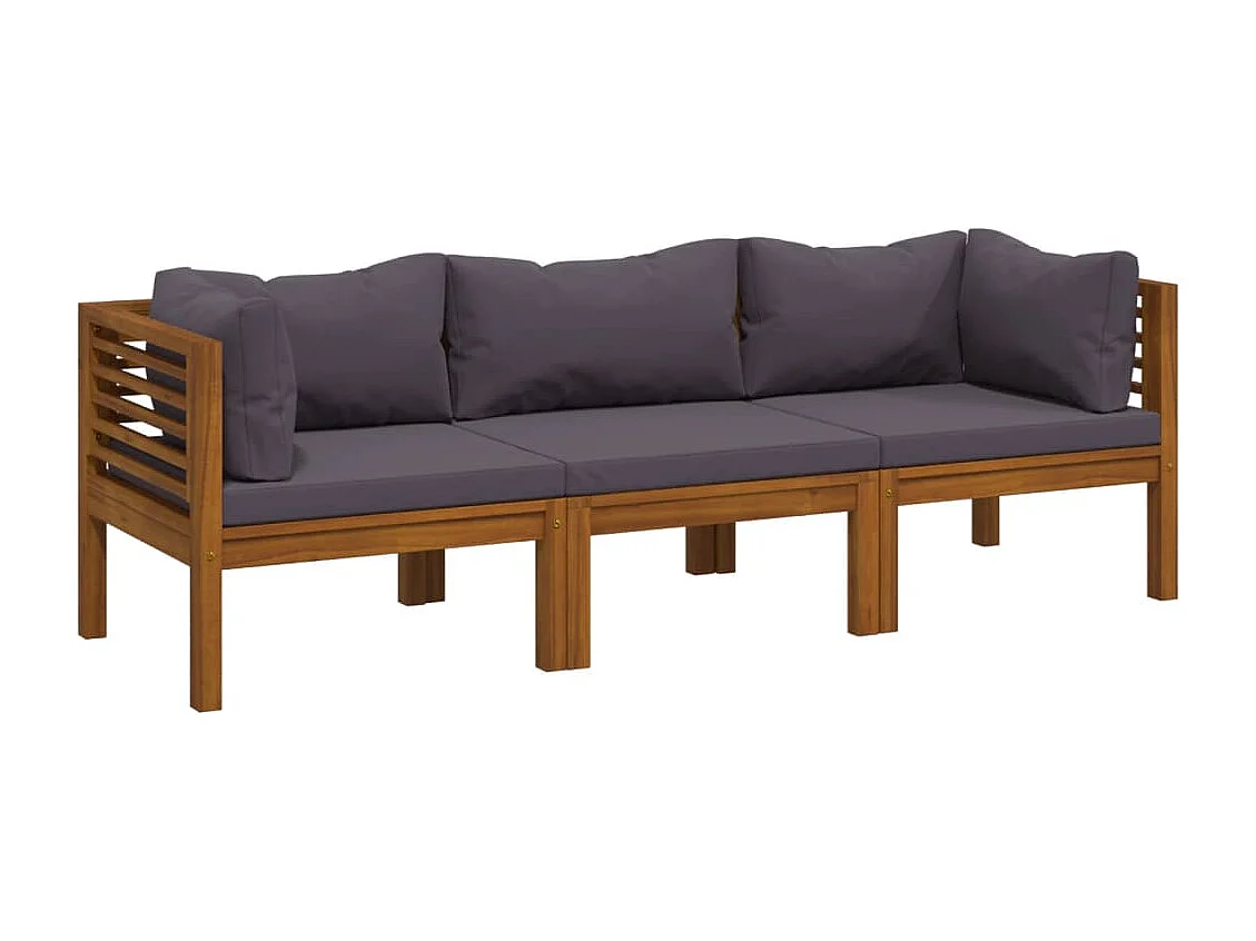 Canapé de jardin à 3 places avec coussin Bois d'acacia massif REO82050