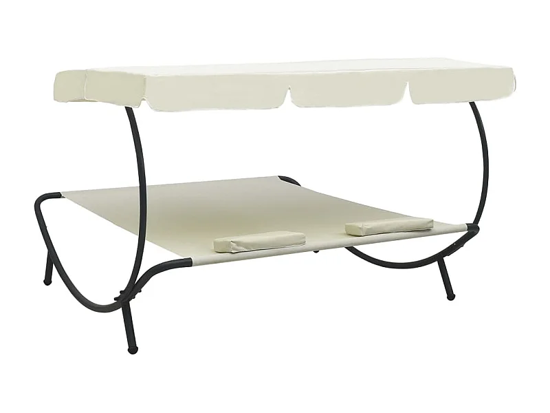 Espreguiçadeira com toldo e almofadas branco nata PT980123