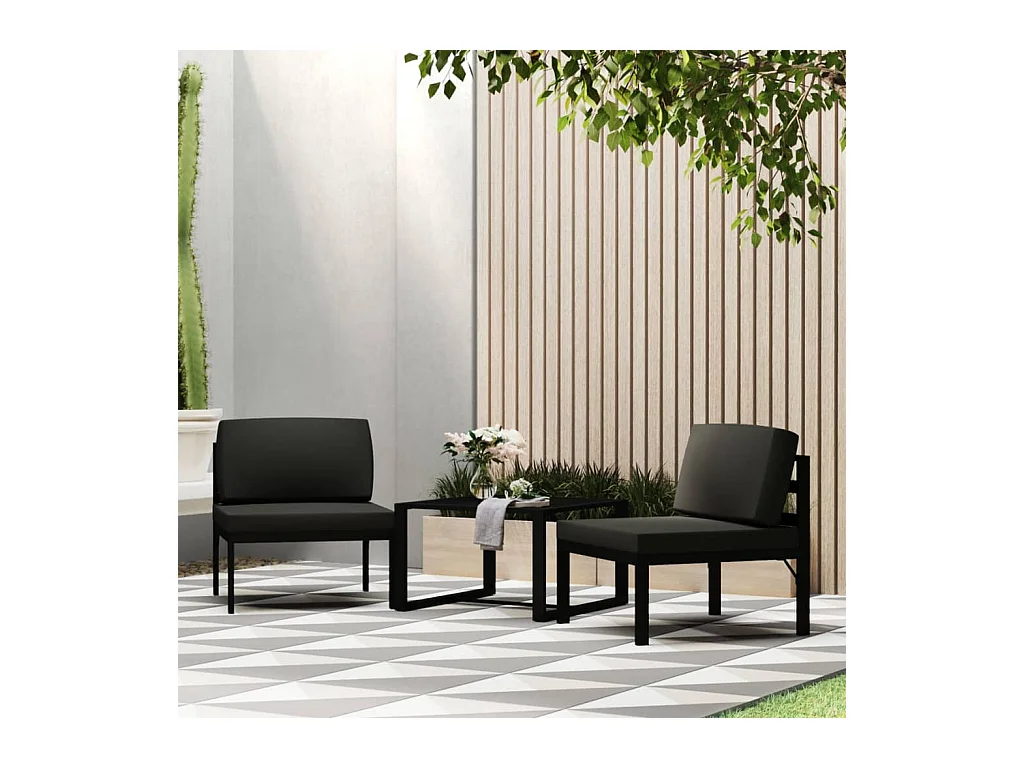 Jeu de canapés de jardin 3 pcs et coussins Aluminium Anthracite BE37843