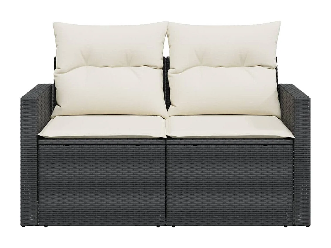 Tuinbank 2-zits met kussens poly rattan zwart NL356660