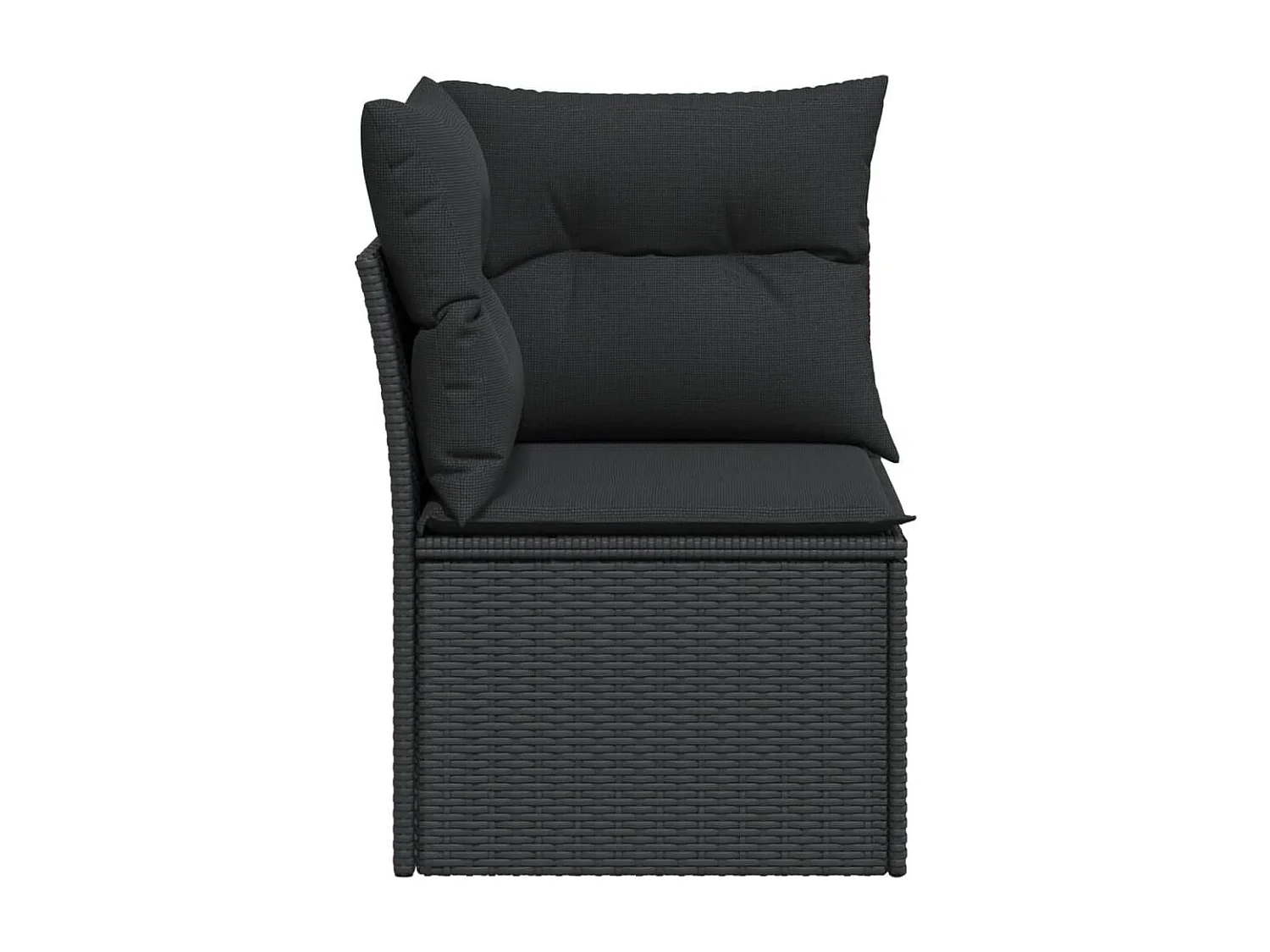 Canapé d'angle de jardin avec coussins noir résine tressée REO75729