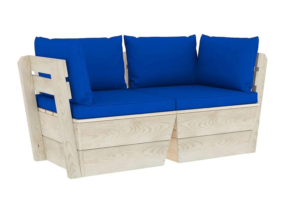 Tuinbank 2-zits met kussens pallet vurenhout NL959391