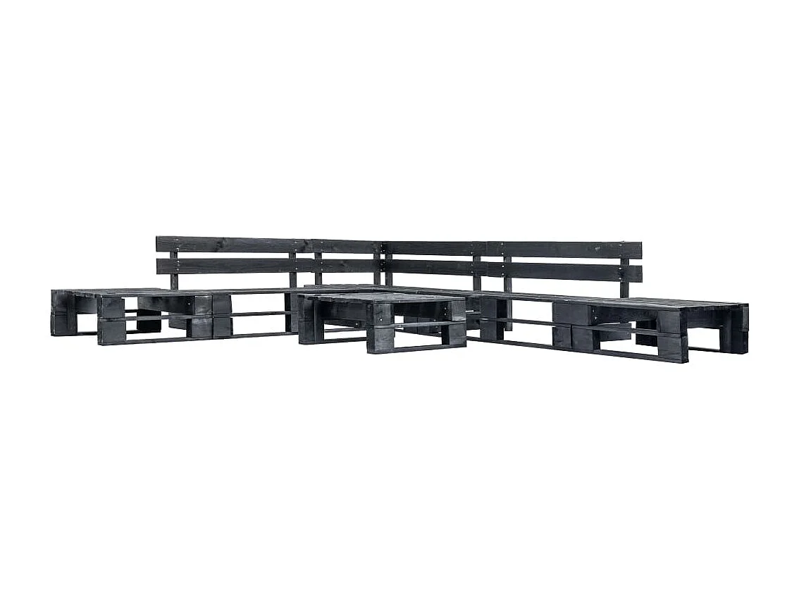 Canapés de jardin palette 6 pcs noir bois REO78462