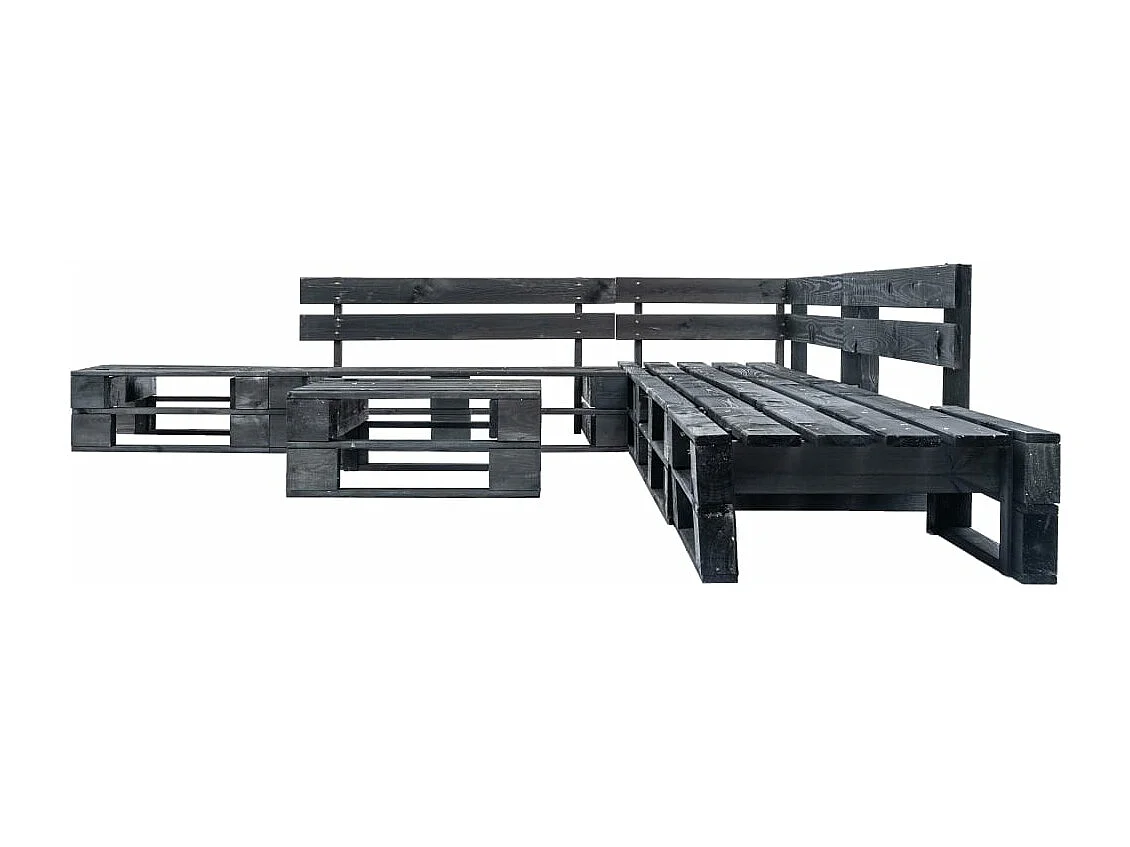 Canapés de jardin palette 6 pcs noir bois REO78462