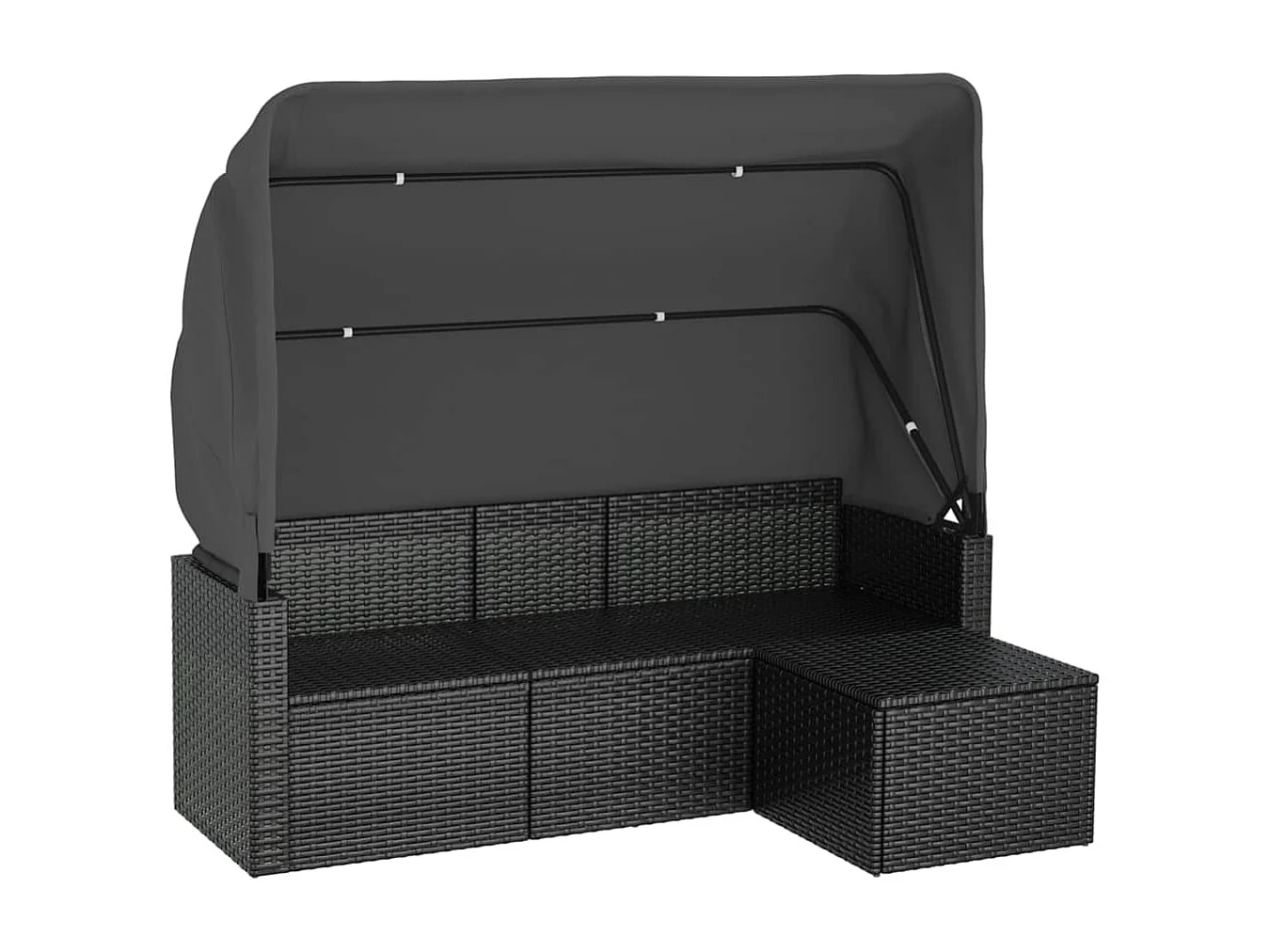 Canapé de jardin 3 places avec toit et repose-pieds Noir REO73619