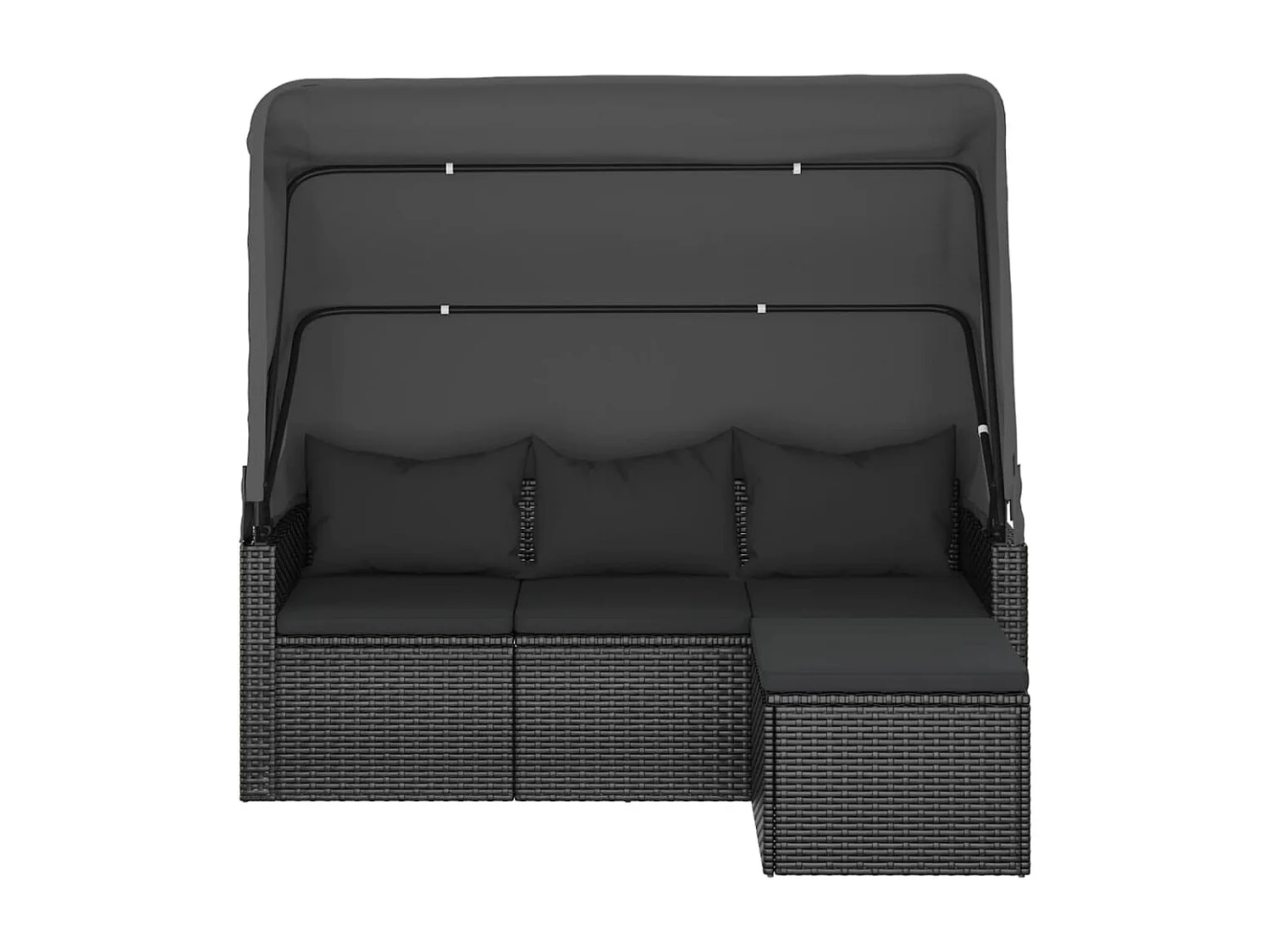 Canapé de jardin 3 places avec toit et repose-pieds Noir REO73619