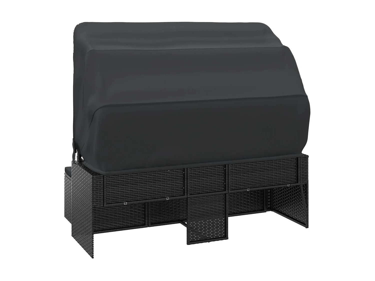 Canapé de jardin 3 places avec toit et repose-pieds Noir REO73619