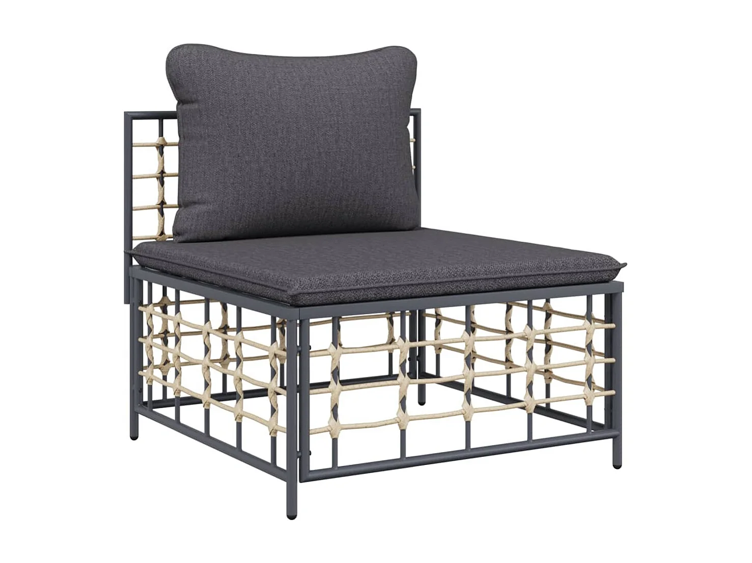 Salon de jardin 4 pcs avec coussins anthracite résine tressée REO93515