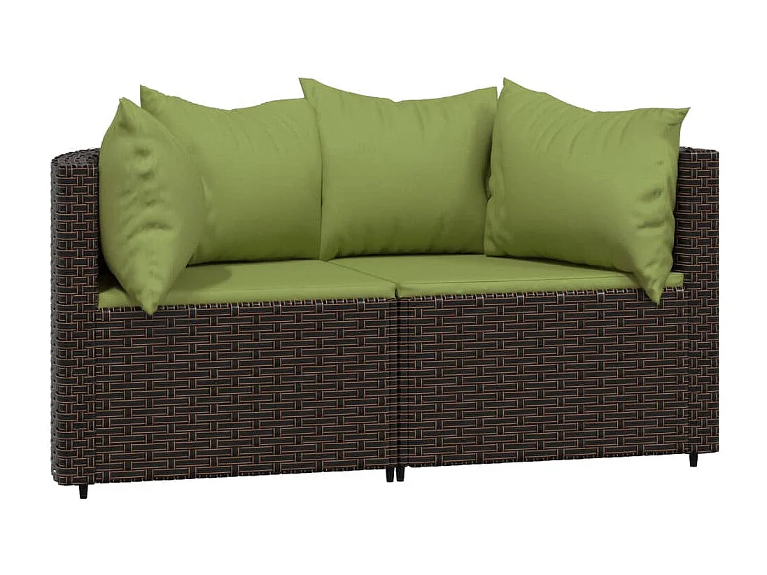 3-delige Loungeset met kussens poly rattan bruin NL861708