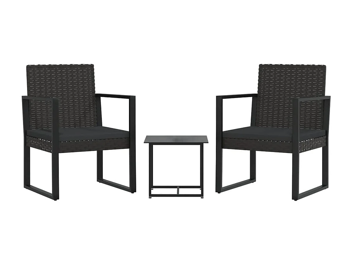 Set de muebles de jardín 3 pzas y cojines ratán sintético negro KOW31164