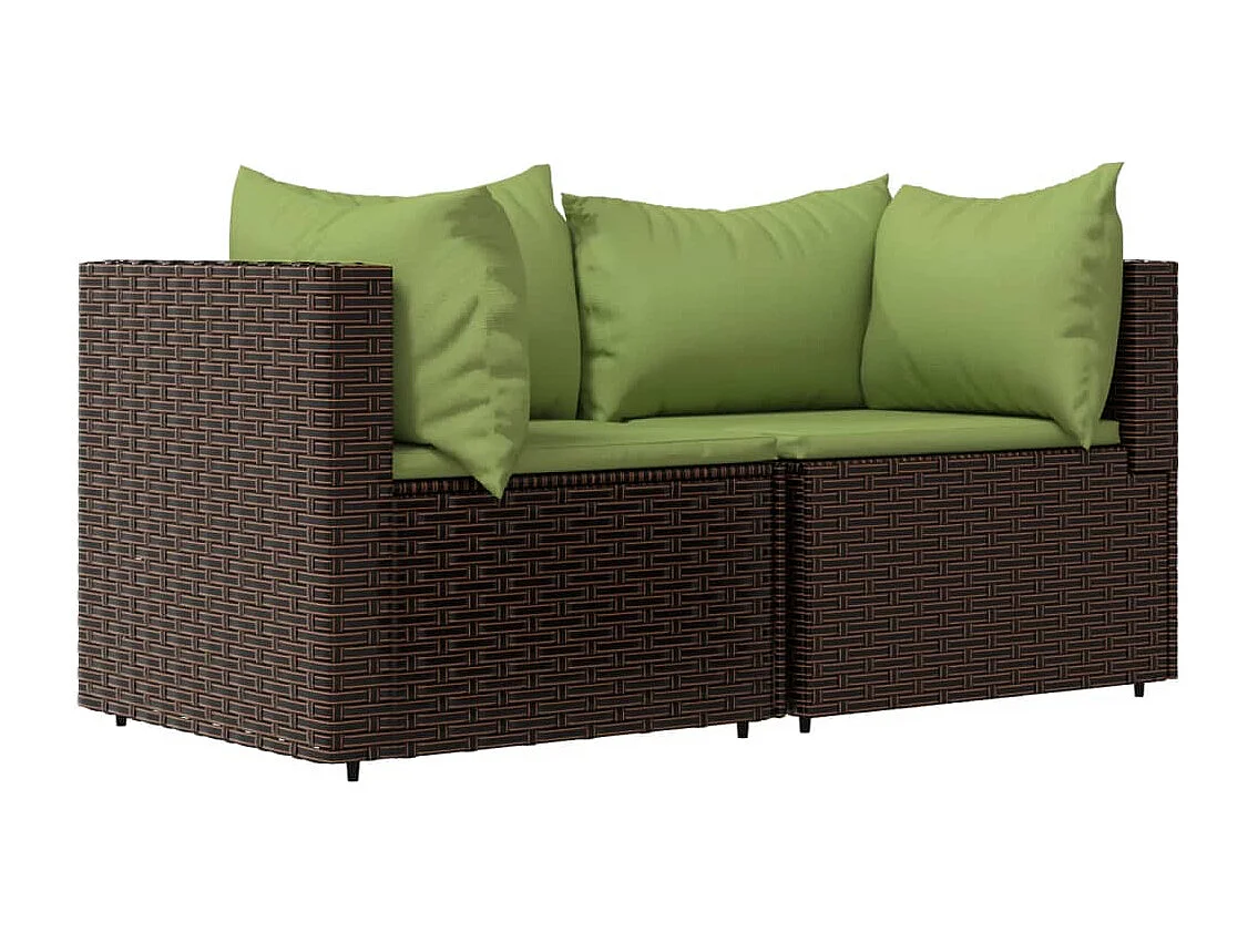 Salon de jardin 3 pcs avec coussins marron résine tressée REO30613