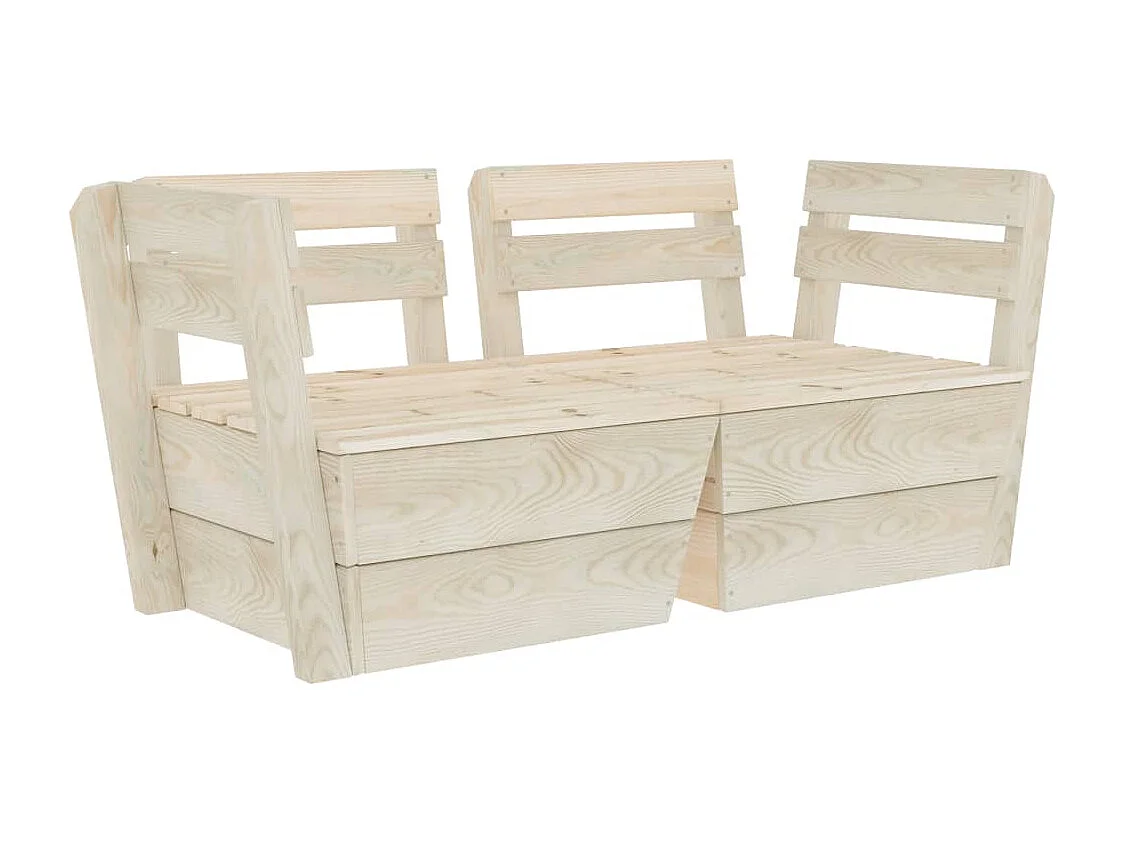 Canapé palette à 2 places de jardin Bois d'épicéa imprégné REO44448