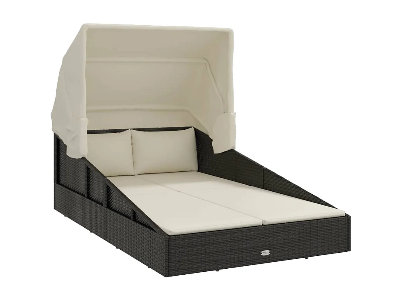 Canapé de jardin avec toit pliable noir 200x114x128 cm résine tressée REO16227