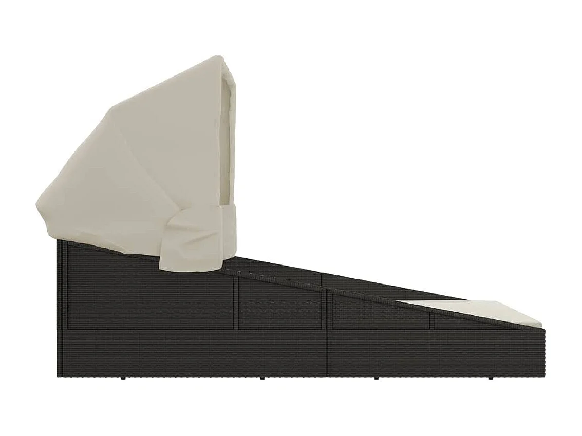 Ligbed met inklapbaar dak 200x114x128 cm poly rattan zwart NL764318