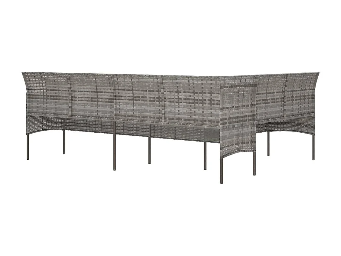 Tuinbank L-vormig met kussens poly rattan grijs NL656492