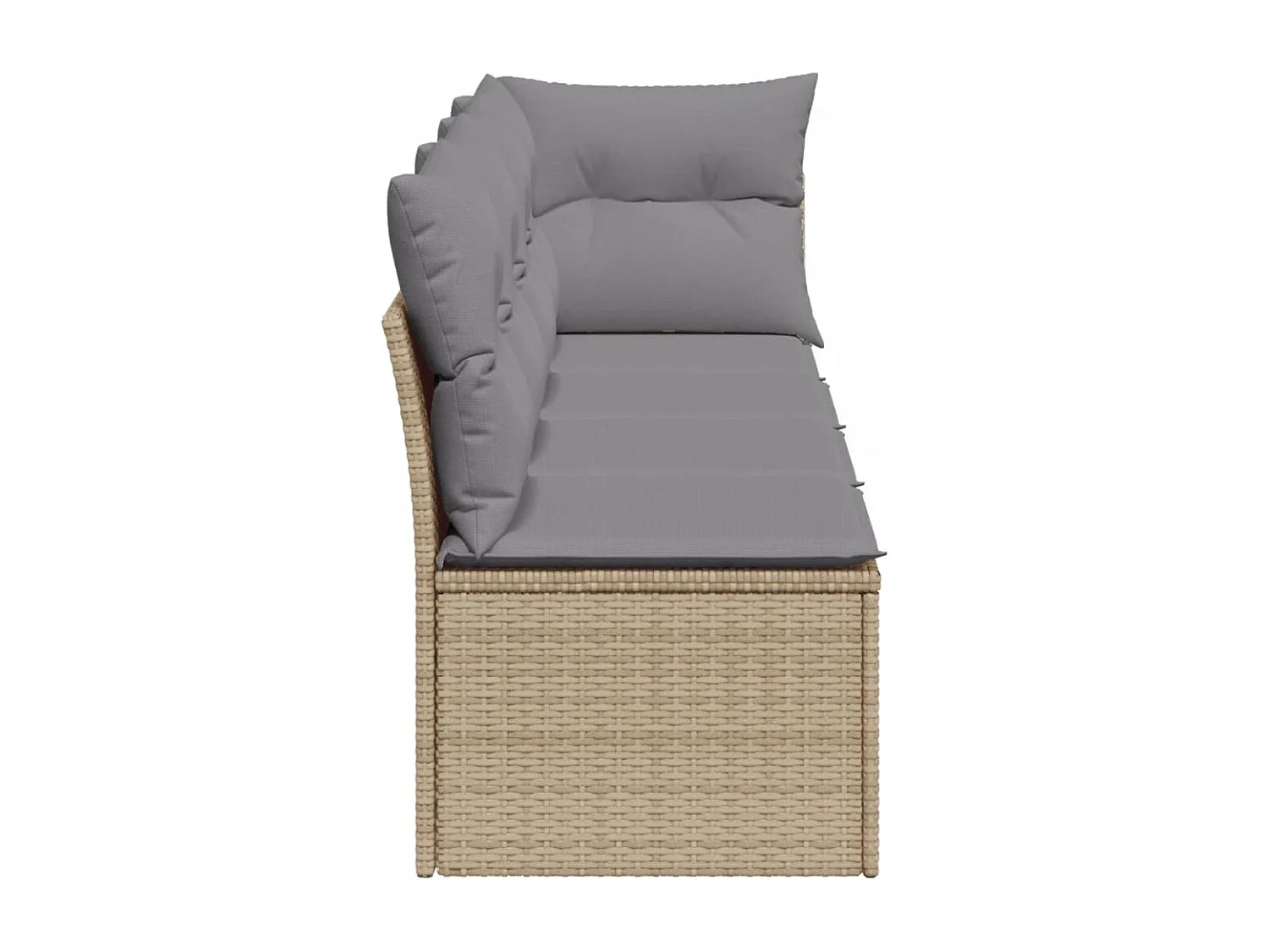 Canapé de jardin avec coussins 4 places beige résine tressée REO13550