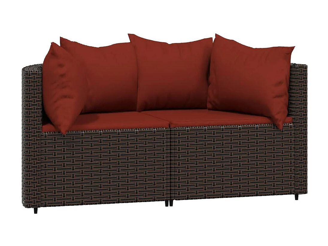 Tuinhoekbanken met kussens 2 st poly rattan bruin NL322464