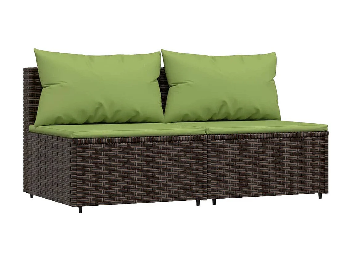 Canapés centraux de jardin coussins 2pcs marron résine tressée REO16922