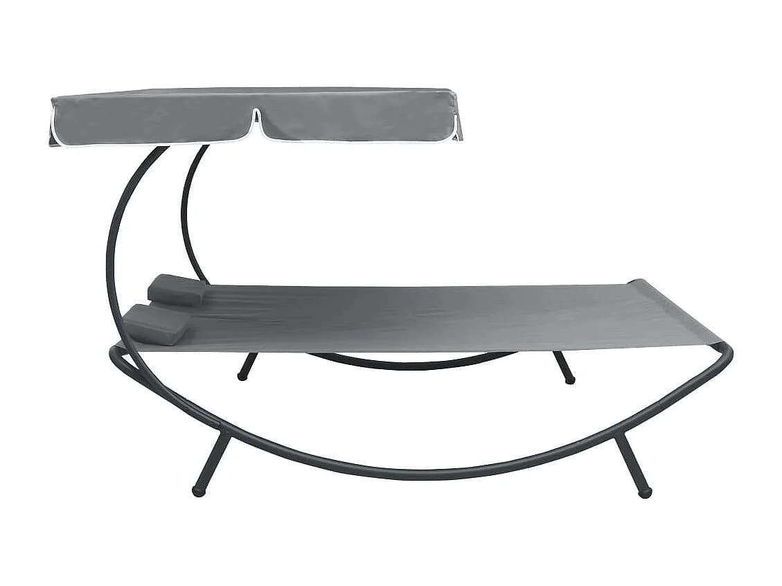 Loungebed met luifel en kussens grijs NL365206