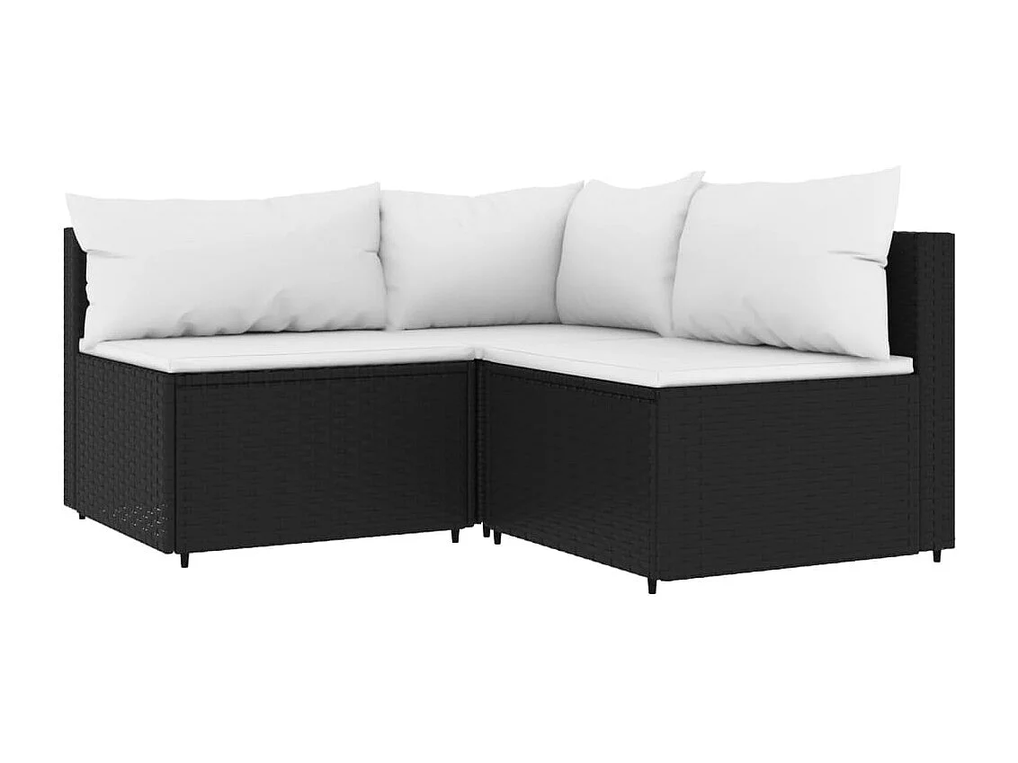 4 pcs conjunto lounge de jardim c/ almofadões vime PE preto PT907397