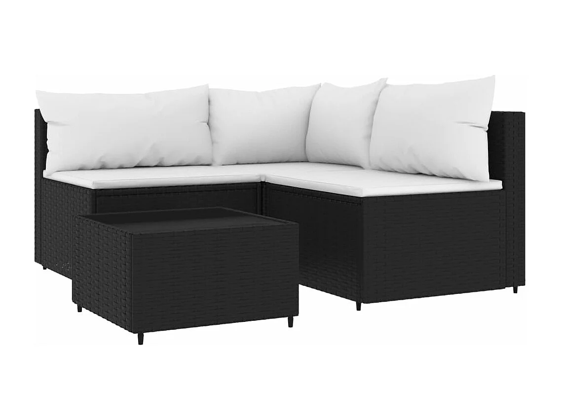 4-delige Loungeset met kussens poly rattan zwart NL593954