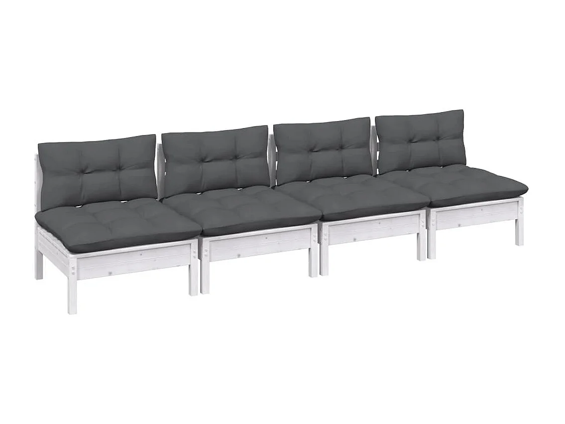 Canapé 4 places de jardin avec coussins anthracite Bois de pin REO48634