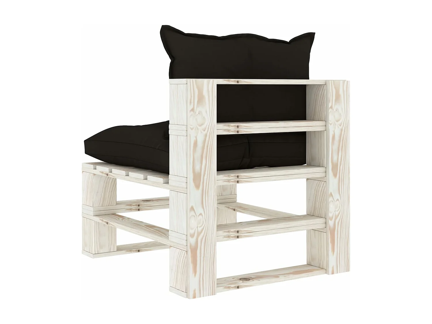 Tuinmiddenbank met zwarte kussens pallet hout NL475446