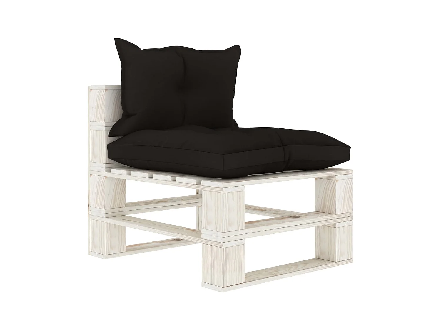Canapé de milieu palette de jardin avec coussins noir Bois REO27323