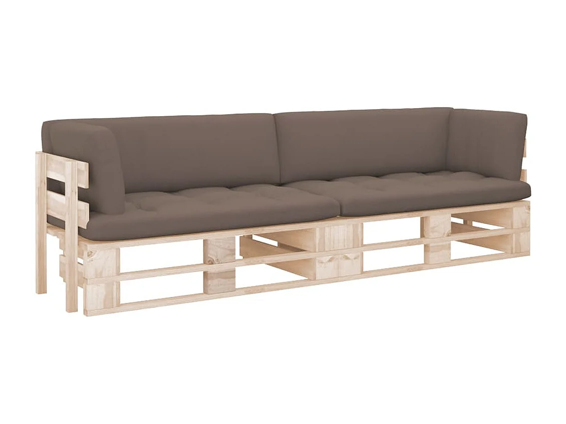 Canapé palette 2 places avec coussins Bois de pin imprégné REO55888