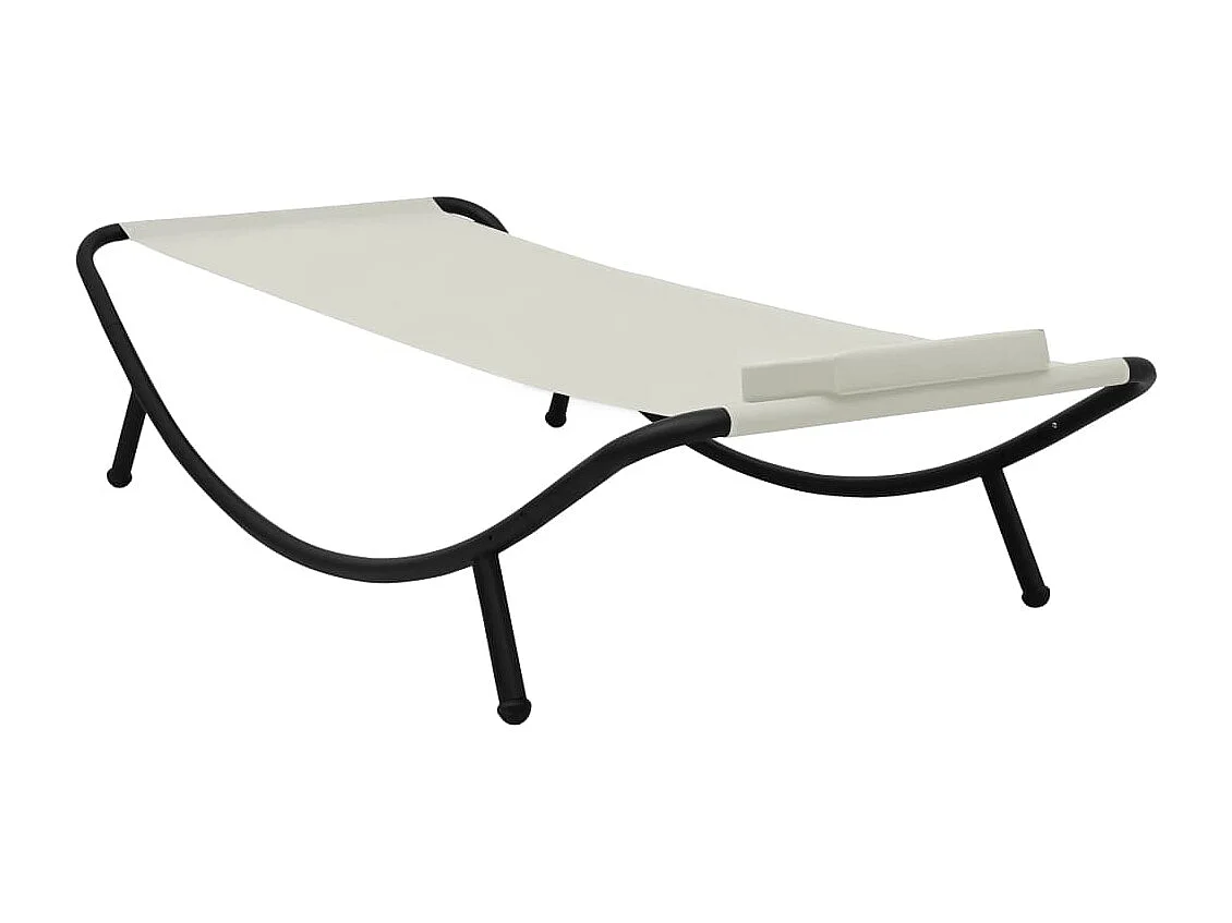 Espreguiçadeira de jardim 200x90 cm aço creme PT878479